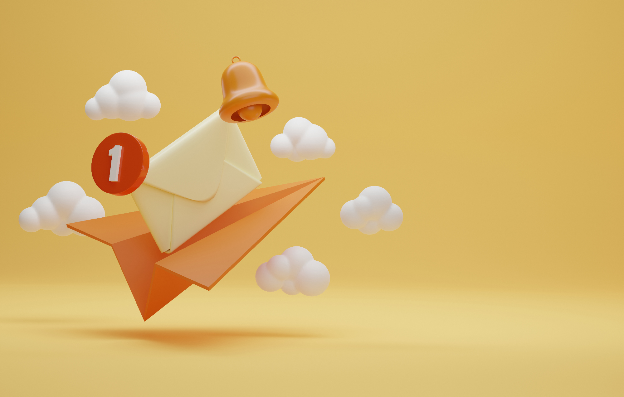 envelope icon with unread message and notification bell icon wit