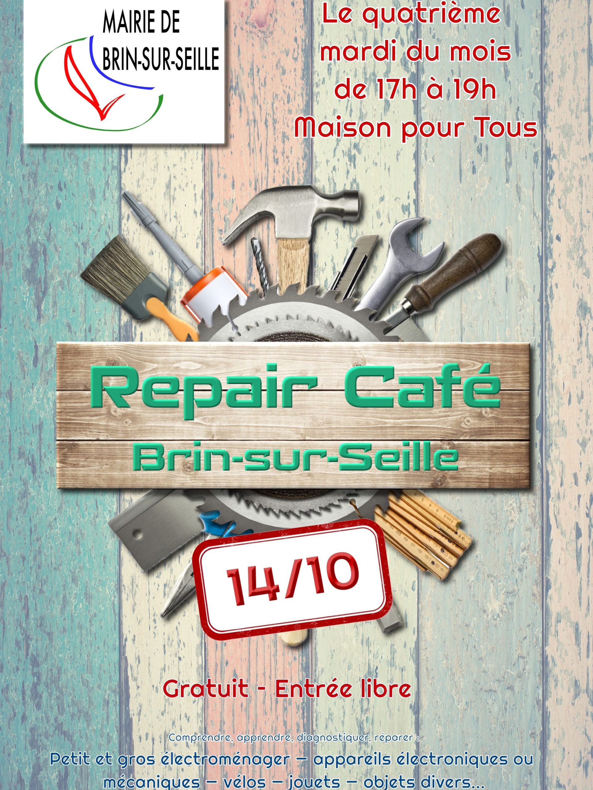 Affiche de l'évènement REPAIR CAFÉ - BRIN-SUR-SEILLE