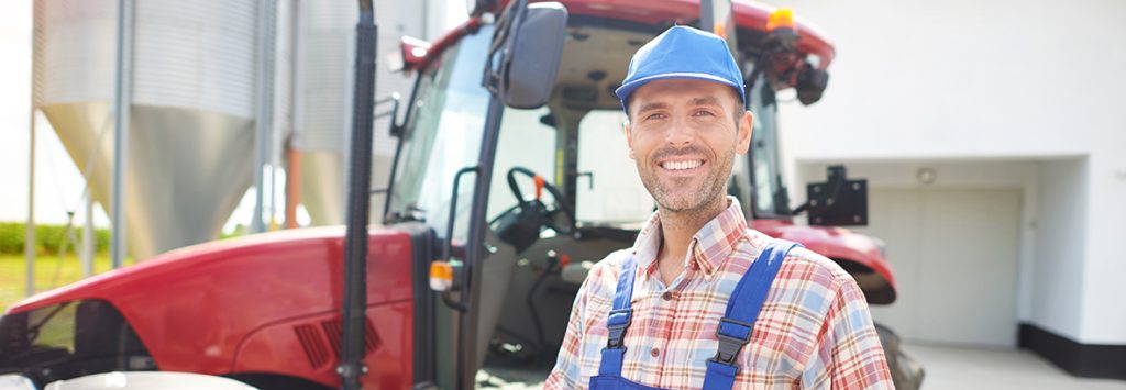 modern farmer on his mechanized farm