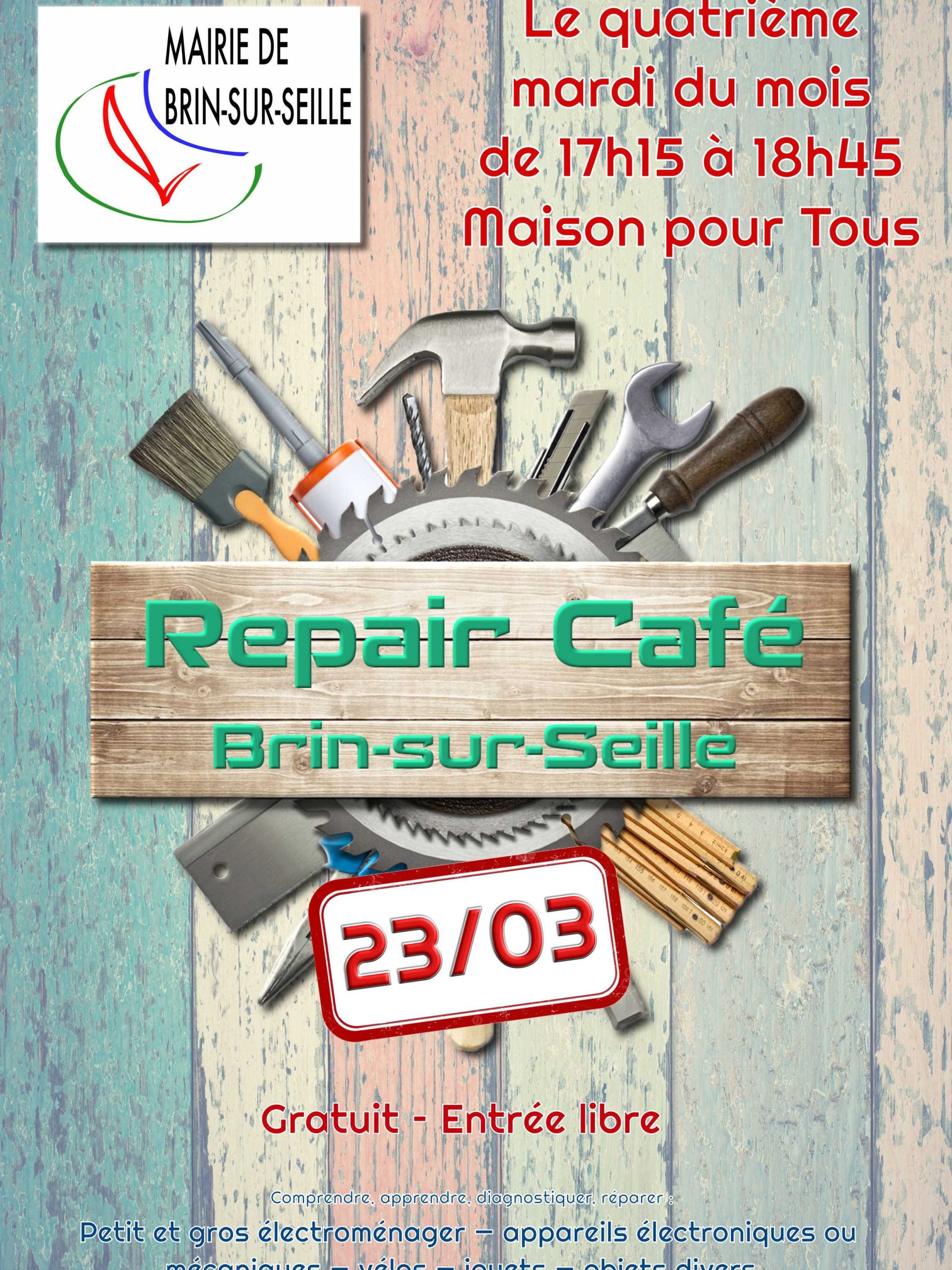 Affiche de l'évènement REPAIR CAFÉ - BRIN-SUR-SEILLE